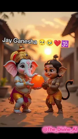 Cute Ganesha 🕉️ playing with his friends, Little Krishna 🦚 and Little Hanumana 🐒. Share this with your friends 🥹❤️🕉️ #fypシ゚viral #cutebaby #jayganesh #trending #creatorsearchinsights2025 