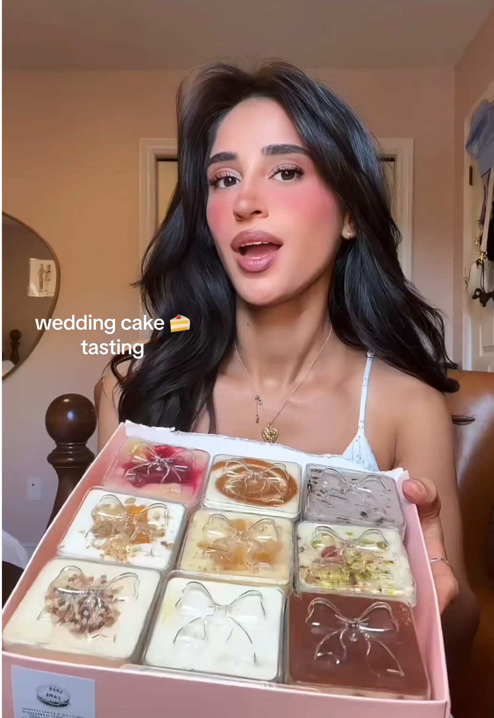 Trying all the wedding cake 🍰 pt 2 @bonsweets.ca  dress @Revolve #gifted  #weddingcake #FoodTok #foodreview #mukbang #toronto #torontofoodie #torontofoodspots #canadianfoodie #asmr #fyp