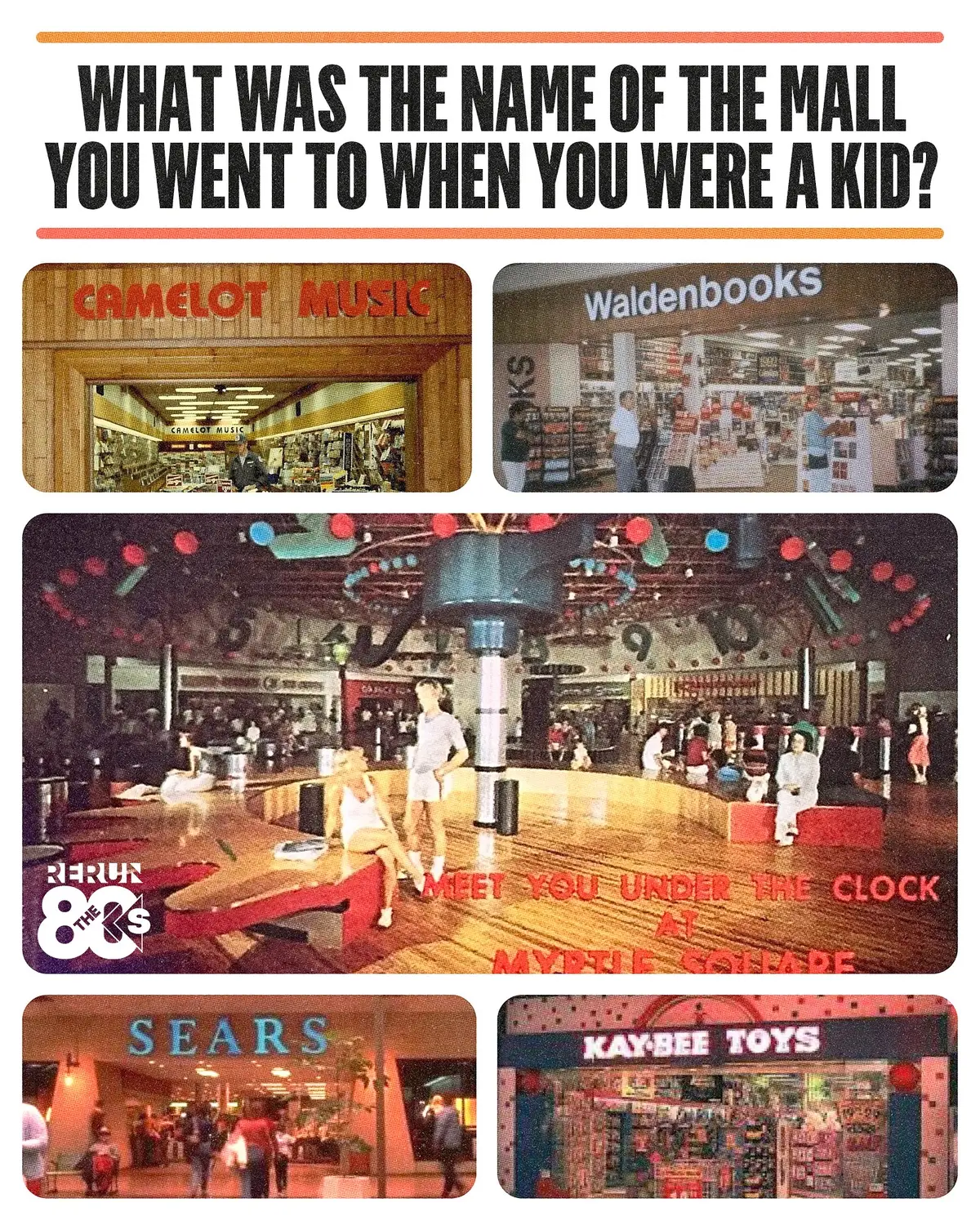 Mine was Myrtle Square Mall in Myrtle Beach, SC, which is where that middle photo is from. What stores do you miss the most? I definitely miss Waldenbooks (I can still smell it) and Kay-Bee Toys.  #80s #mall #retro #oldschool 