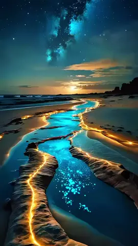 Live 4K Wallpaper HD 2025 Celestial Shores & Tides 🌊🌟🩵 Dreamy shores with bioluminescent glow 💛🌟 #4kwallpaper #livewallpaper #seabreeze #calming #hdwallpapers 