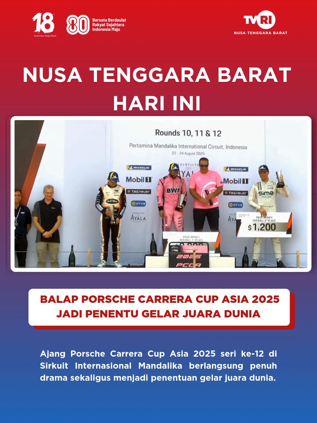 BALAP PORSCHE CARRERA CUP ASIA 2025 JADI PENENTU GELAR JUARA DUNIA  #tvrintb #mediapemersatubangsa
