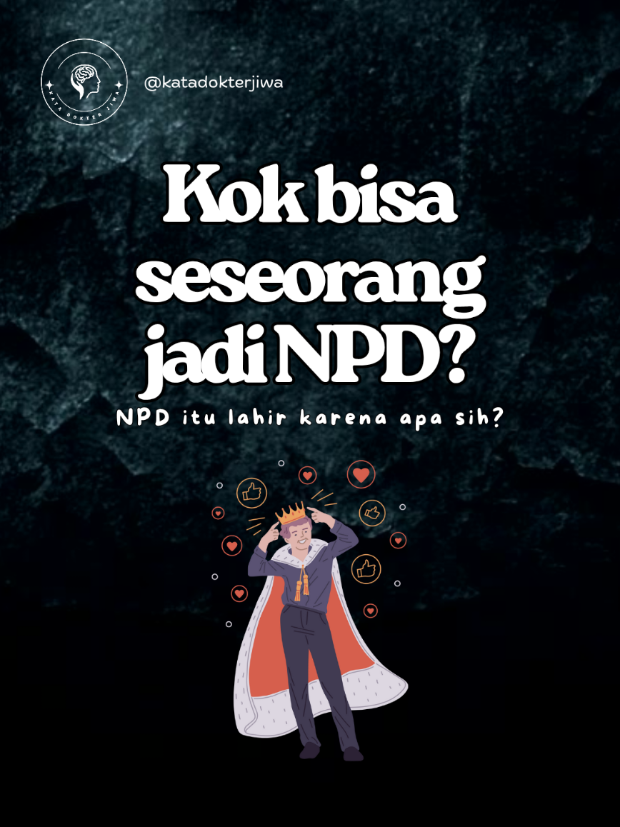Narcissistic Personality Disorder (NPD) dapat muncul dari kombinasi pola asuh masa kecil, harga diri rapuh, faktor biologis-genetik, tekanan lingkungan sosial, serta trauma masa lalu. ✨ Bukan sekadar “sombong”, tapi respons kompleks terhadap banyak faktor. #NarcissisticPersonalityDisorder #NPD  #KataDokterJiwa #TemanKata #MentalHealth