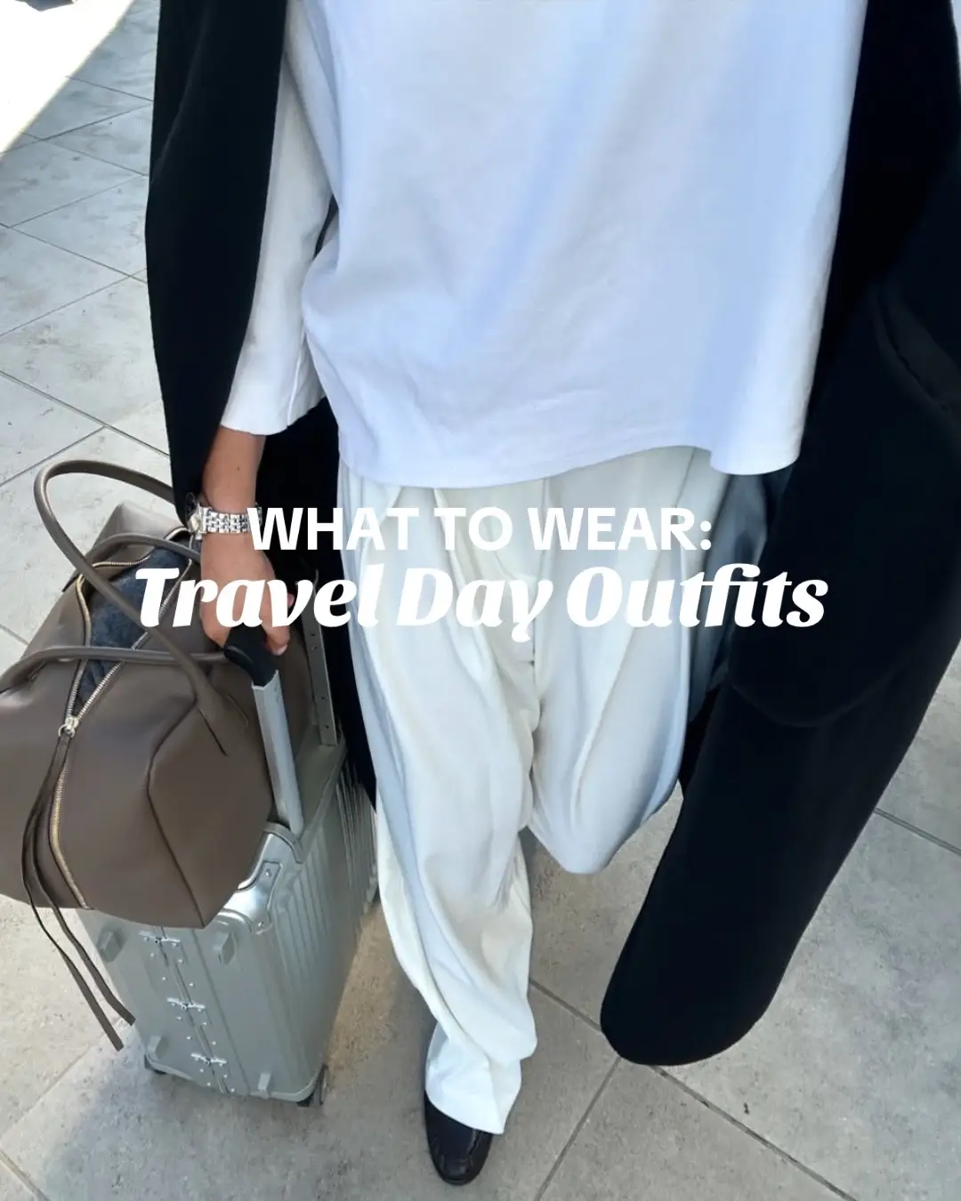 Travel day outfits should be comfortable and put-together. Here are my go-to formulas #traveloutfits #airportoutfit #airportstyle #outfitinspiration #outfitinspo 