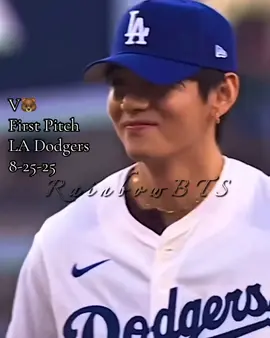 8-25-25 V did first pitch for the LA Dodgers. Great Honor Taehyung!! #taehyung #v #ladodgers #firstpitch #baseball 