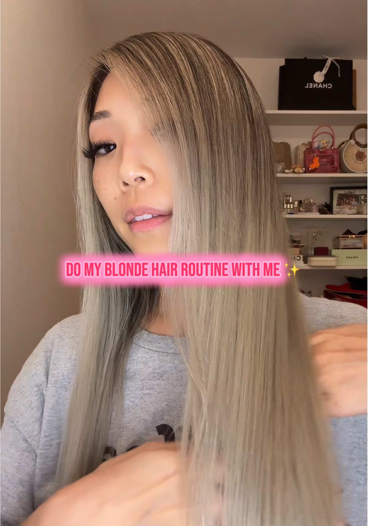 Do my blonde hair maintenance routine with me 💕 #hairtok #purpleshampoo #blondehair #blondespecialist #hairoil #hairtutorial #hairtransformation #hairproduct #creatorsearchinsights 