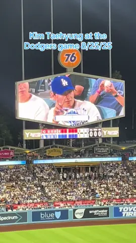 filmed on a potato 😌 but we saw him!! @BTS #btsarmy #bts #bts_v #kpop #dodgers 