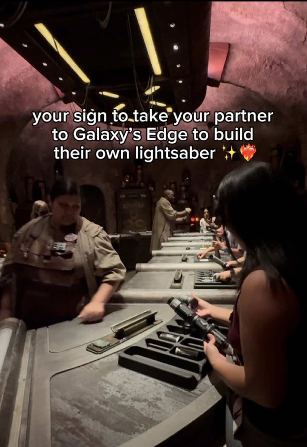 My husband gifted me with the opportunity to build my own lightsaber at Galaxy’s Edge in Disneyland 🥹 #disneyland #galaxysedge #starwars #savisworkshop @Disney Parks @Disneyland California 