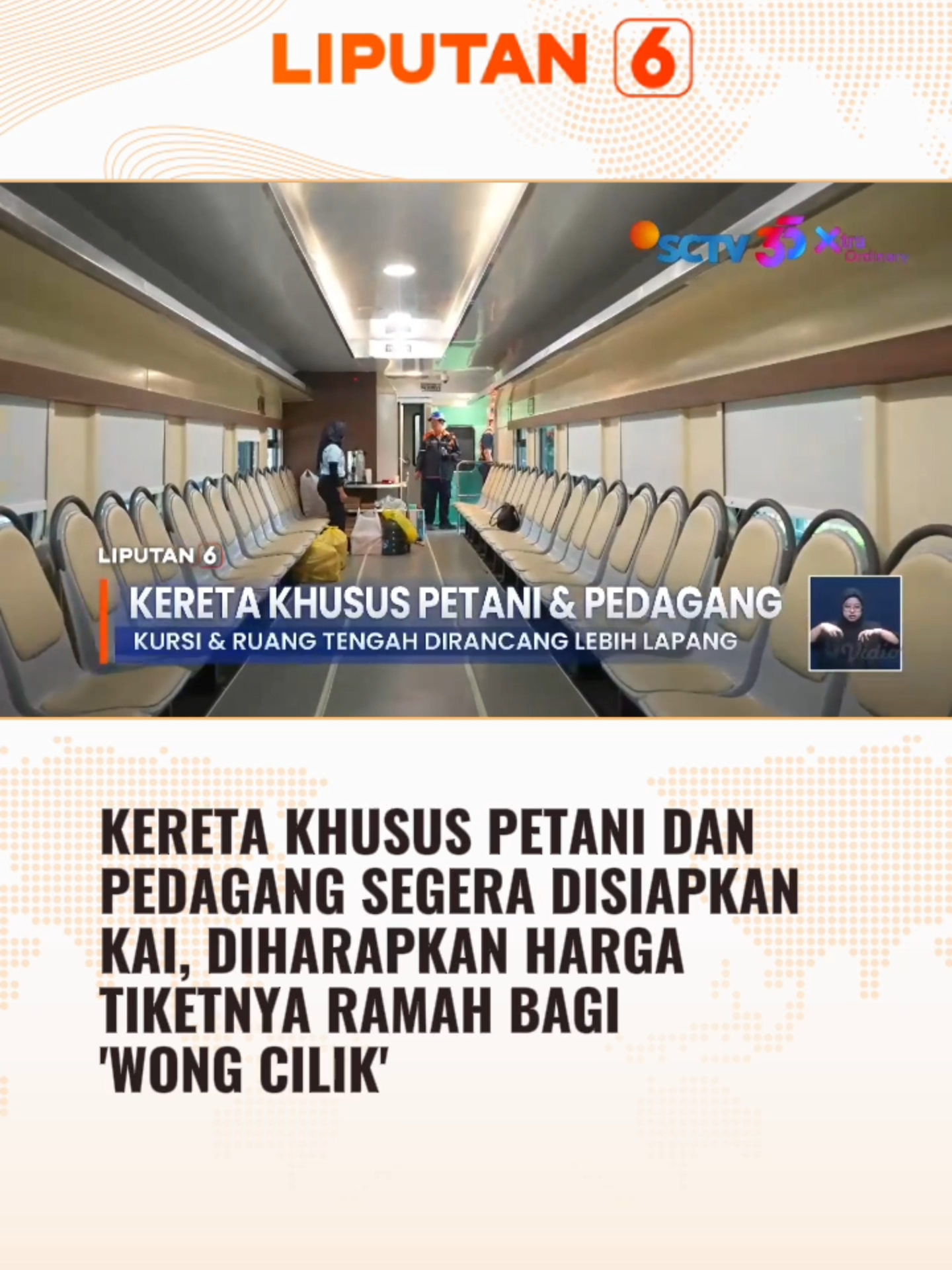 Keren banget! Sekarang udah ada kereta khusus petani dan pedang.  Semoga harga tiketnya murah meriah yaaa~ #Liputan6 #Liputan6SCTV #KAI #Petani #Pedagang