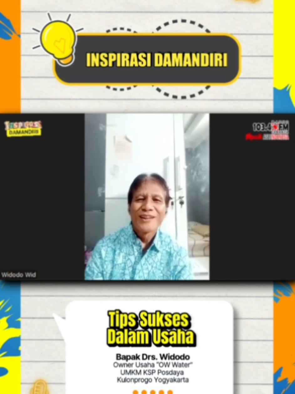 DFM Mania, ada tips dan kunci sukses nih bagi kalian yang ingin memulai usaha. Berikut cuplikan statement dari narasumber kita, Bapak Drs. Widodo (Owner Usaha OW Water UMKM KSP Posdaya Kulonprogo Yogyakarta). Yuk tonton videonya : #oksigenwater #umkm #kulonprogo #talkshowinspirasidamandiri #1034dfmjakarta 