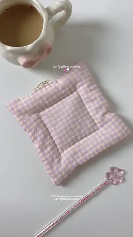 cute plaid coaster 💗✨ #koreancottoncoaster #pillowcoaster #puffy #coffeemat #maragatchalian