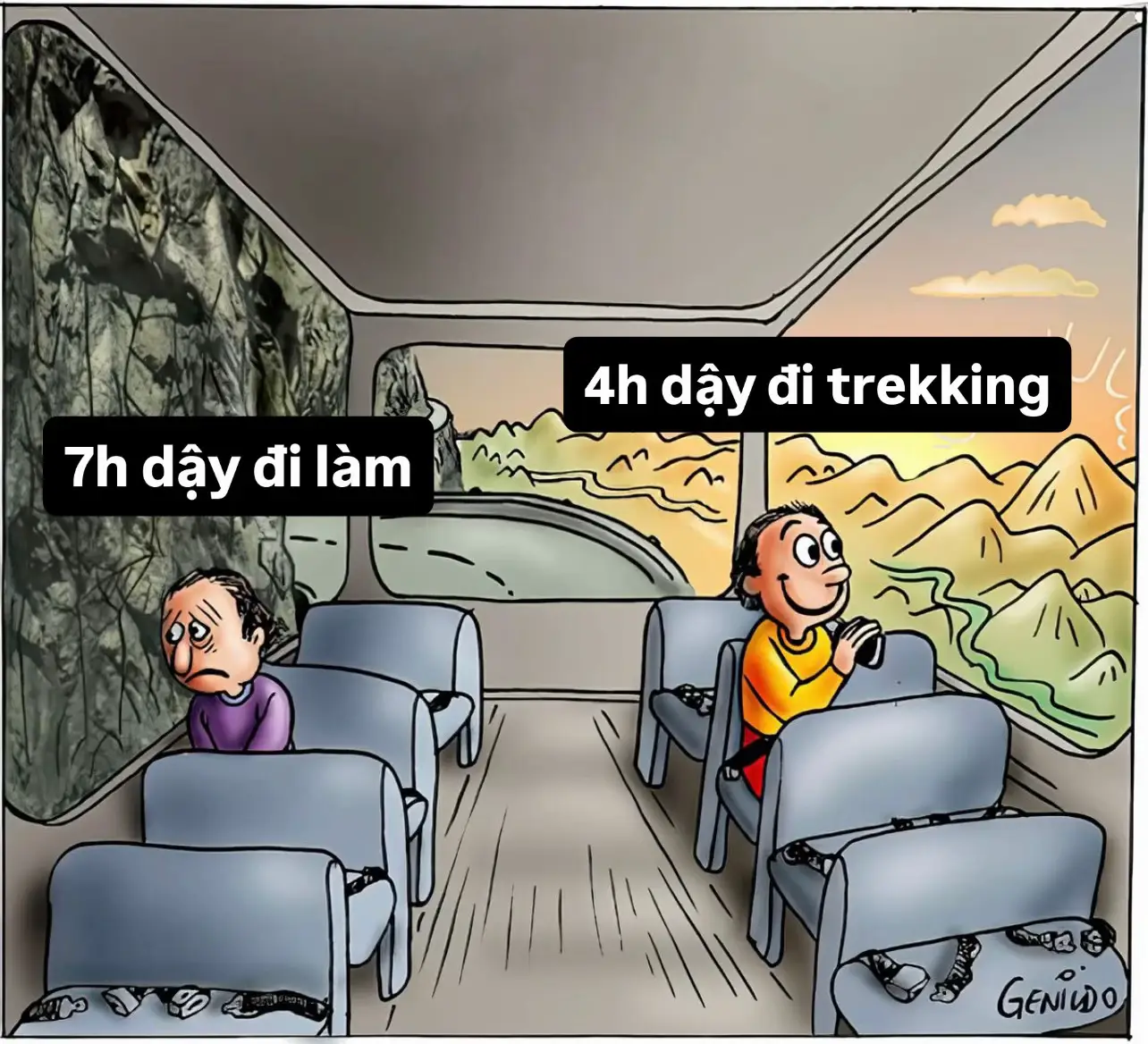 8h dậy đi làm: ngáp lên ngáp xuống 4h dậy đi chơi: tràn đầy năng lượng #fy #fypシ゚ #xh #trekking #nuibaden 