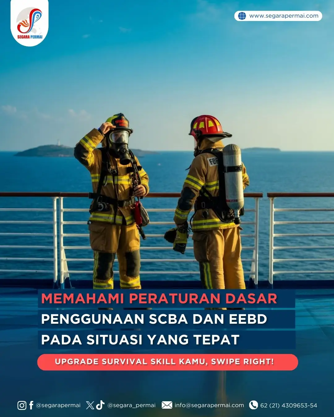 SCBA tuh kayak superhero gear buat firefighter, lho! Bayangin, tabung udara kece yang bikin kamu bisa napas chill di tengah asap tebel atau gas beracun. 💨 Full armor dengan masker dan harness, siap tempur di situasi ekstrem! 😎 Sementara EEBD, ya Tuhan, itu kayak emergency exit ticket! 🏃‍♂️ Cuma buat kabur dari bahaya, ringan, simple, cuma 10-15 menit udara biar kamu selamat sampai safe zone. 💪 SCBA buat mode hero, EEBD buat mode ‘save yourself first’, gitu vibes-nya! 🔥 #SegaraPermai #SCBA #EEBD #livesavingappliances #firefighting 