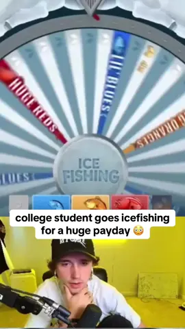 college student goes icefishing for a huge payday 😳 #collegestudent #kickstreamer #bigfish 