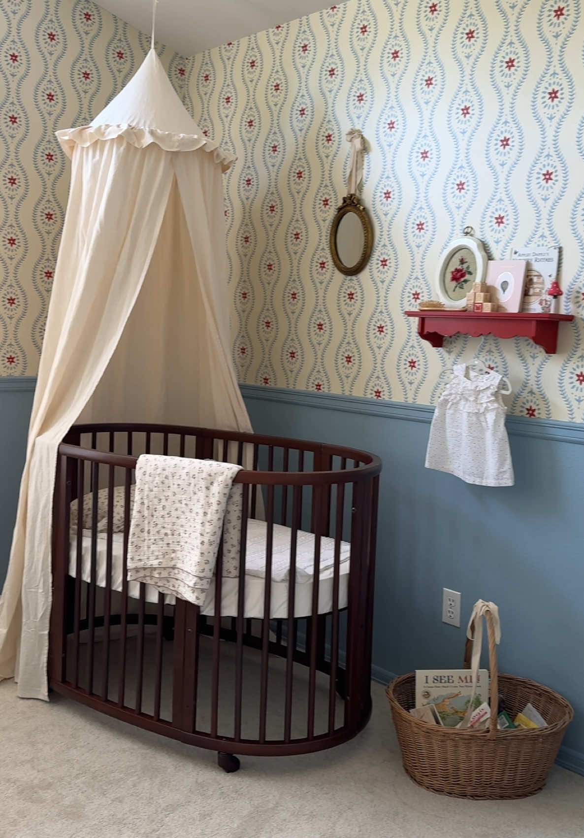 Wallpaper is a must for me when designing a nursery. Custom wallpaper by @LoveVsDesign #nursery #whimsicaldecor #fyp