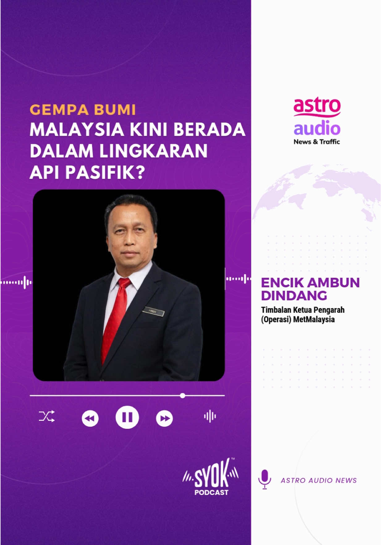 MetMalaysia sangkal dakwaan mengatakan Malaysia kini berada dalam Lingkaran Api Pasifik sekali gus berisiko alami gempa bumi kuat seperti di Indonesia dan Jepun.  Timbalan Ketua Pengarah (Operasi) MetMalaysia , Encik Ambun Dindang memberikan penjelasan mengenainya dan memaklumkan gempa susulan ekoran kejadian gempa bumi lemah di Segamat dan Kluang, Johor kelmarin dijangka tidak berlaku dalam masa terdekat kerana Malaysia tidak berada dalam garis sesar aktif. #AstroAudioNews #MetMalaysia #GempaBumi 