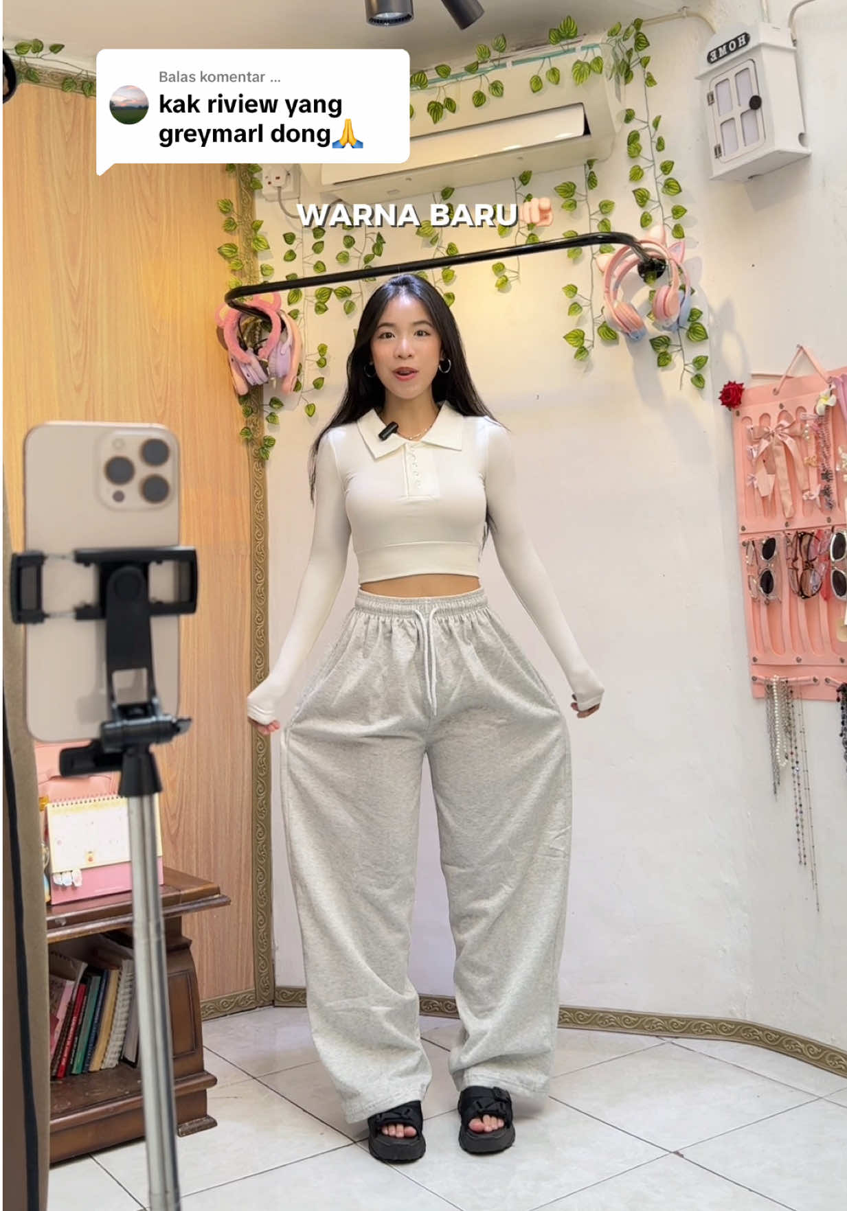 Membalas @... review baggy sweatpants murah warna greymarl😋 #sweatpants #baggy #murah #tiktokshop #fyp 