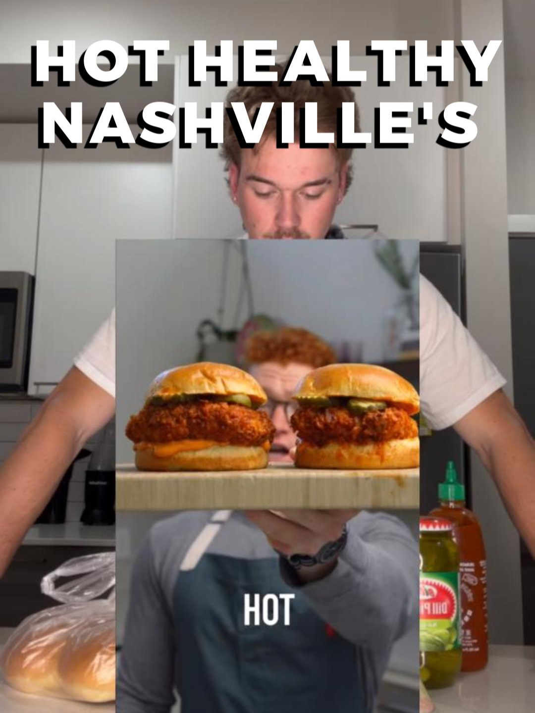 Nashville Hot Chicken Sandwich, But Healthy! Was incredible!! Original video by @noahperlofit A couple ingredient swaps and different cooking methods gets you the hot chicken sandwich of your dreams without sacrificing your results🍗💪 Macros For One Sammy: 481 Calories  44g Protein 13g Fat 47g Carbs The Best Muscle Building Chicken Sandwich (Makes 4 sandwiches): - 150g Chicken Breast (Per sandwich) Bowl #1 - 80g AP Flour - Salt & Pepper - Garlic Powder - Paprika Bowl #2 - 1 Large egg - 50g Egg Whites Bowl #3  - 100g Crushed Cornflakes Hot Sauce: - 1/3 Cup Frank’s RedHot - Chilli Powder - 1tbsp Yogurt Butter or Light Butter - 20g Brown Sugar Substitute Garnish: - Pickles - Light Ketchup & mayo - Brioche Bun  #proteinrecipe #highprotein #Muscle #protein #highproteinrecipes #gym #proteinrecipes #dinner #dinnerrecipe #proteindinner #Meal #highproteinmeals #chicken