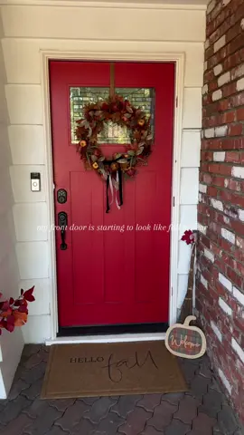 it’s been 100° all week so I can’t put pumpkins out yet because they’re probably rot lol, but it’s a start 🤎🍂 #falldecor #falldoordecor 