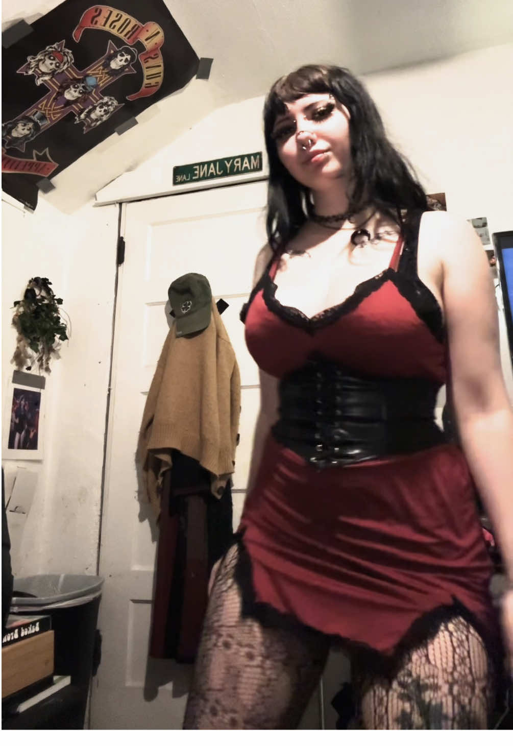 this thrifted slip dress is SO CUTE UGH | #goth #fypシ゚viral #trend #gothgirl #queenemeraldrose 