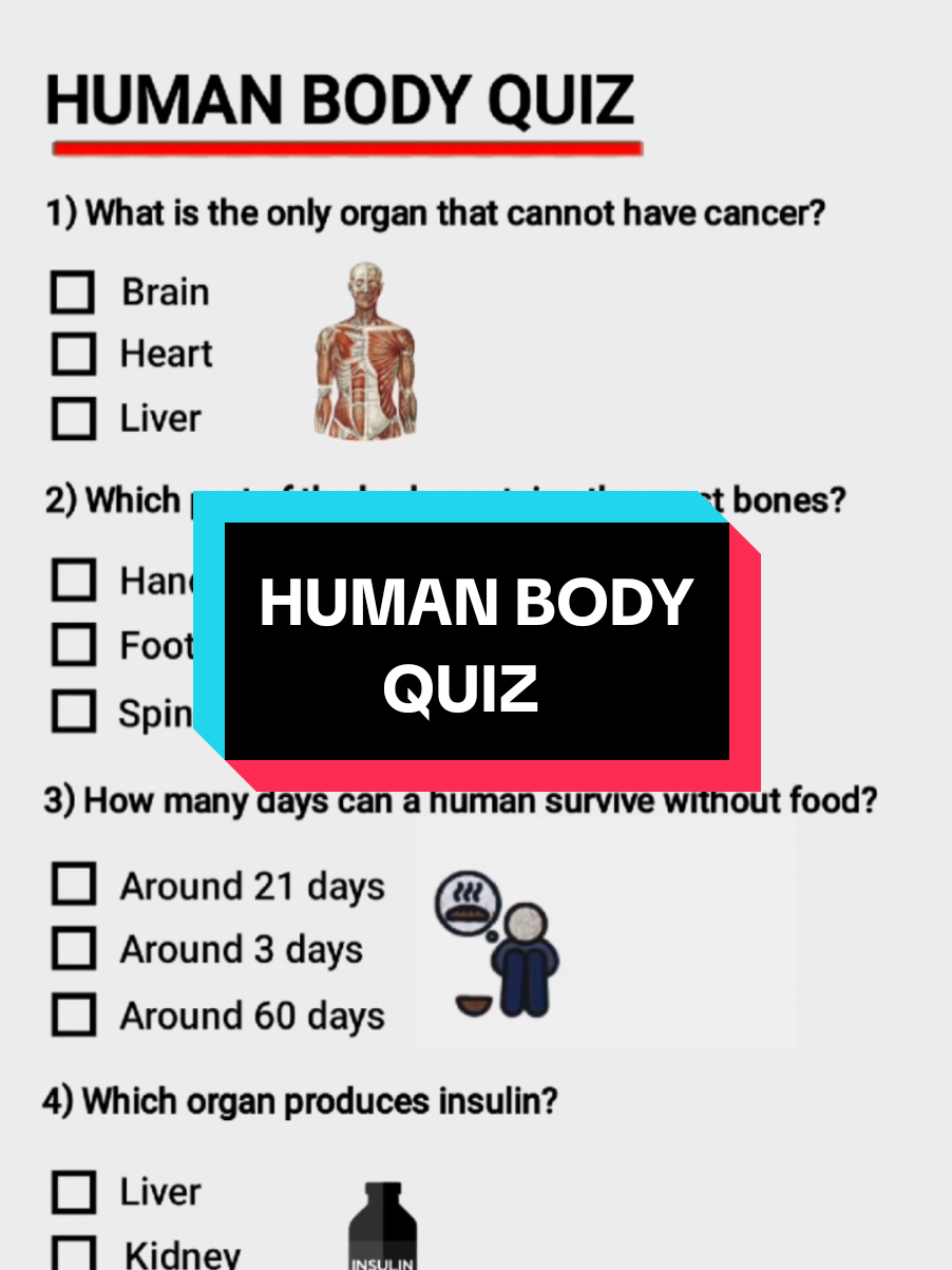 Human Body Quiz - Can You Get 7/7 ? #humanbody #quiz #quiztime #trivia #genralknowledge 