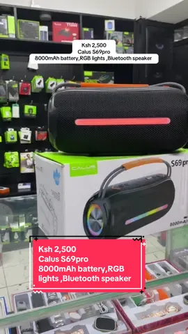 Ksh 2,500 🎶✨ Turn up the vibes with the Calus S69 Pro 🔥 💡 RGB lights + 🔊 deep bass = Party anywhere 🎉 🔋 8000mAh power for non-stop music! #CalusS69Pro #BluetoothSpeaker #calusaccessorieskenya #PartyVibes #westcameras 