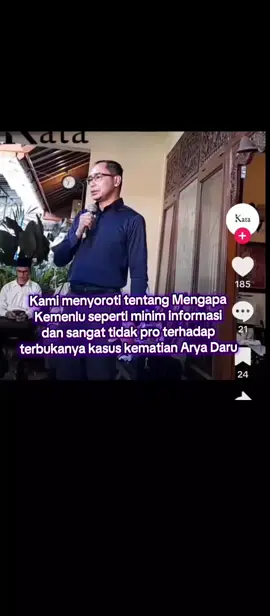 #aryadaru  #aryadarupangayunan  #diplomat  #diplomatarya  #kematianaryadaru  Kemenlu bila memang memberikan support penuh terhadap keluarga Arya Daru, harusnya Kemenlu membuka semua CCTV yang ada. Jangan takut intervensi. Buktikan bahwa memang kalian adalah pelindung terhadap WNI apalagi ini adalah pegawai Kemenlu itu sendiri.