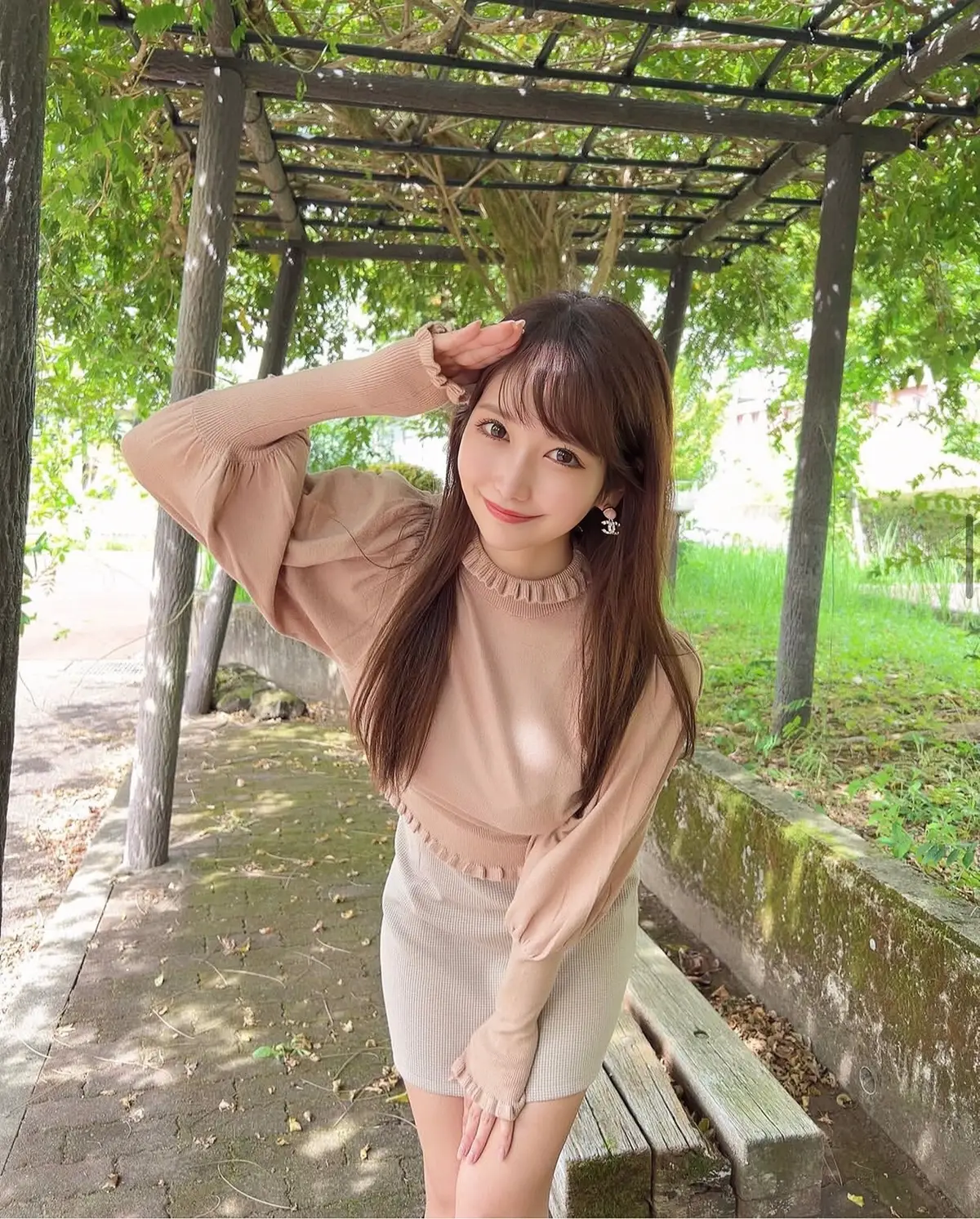 このニットかわいくて ブラウンに続いてベージュもげっとしたの🐿💙 肌触りも良くておきにいりっ🥰 ミルクティーコーデ🐿💦 #ファッション 