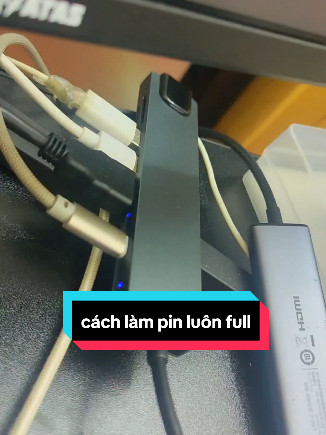 dùng hub có nguồn phụ như mình thì pin lúc nào cũng full nhé