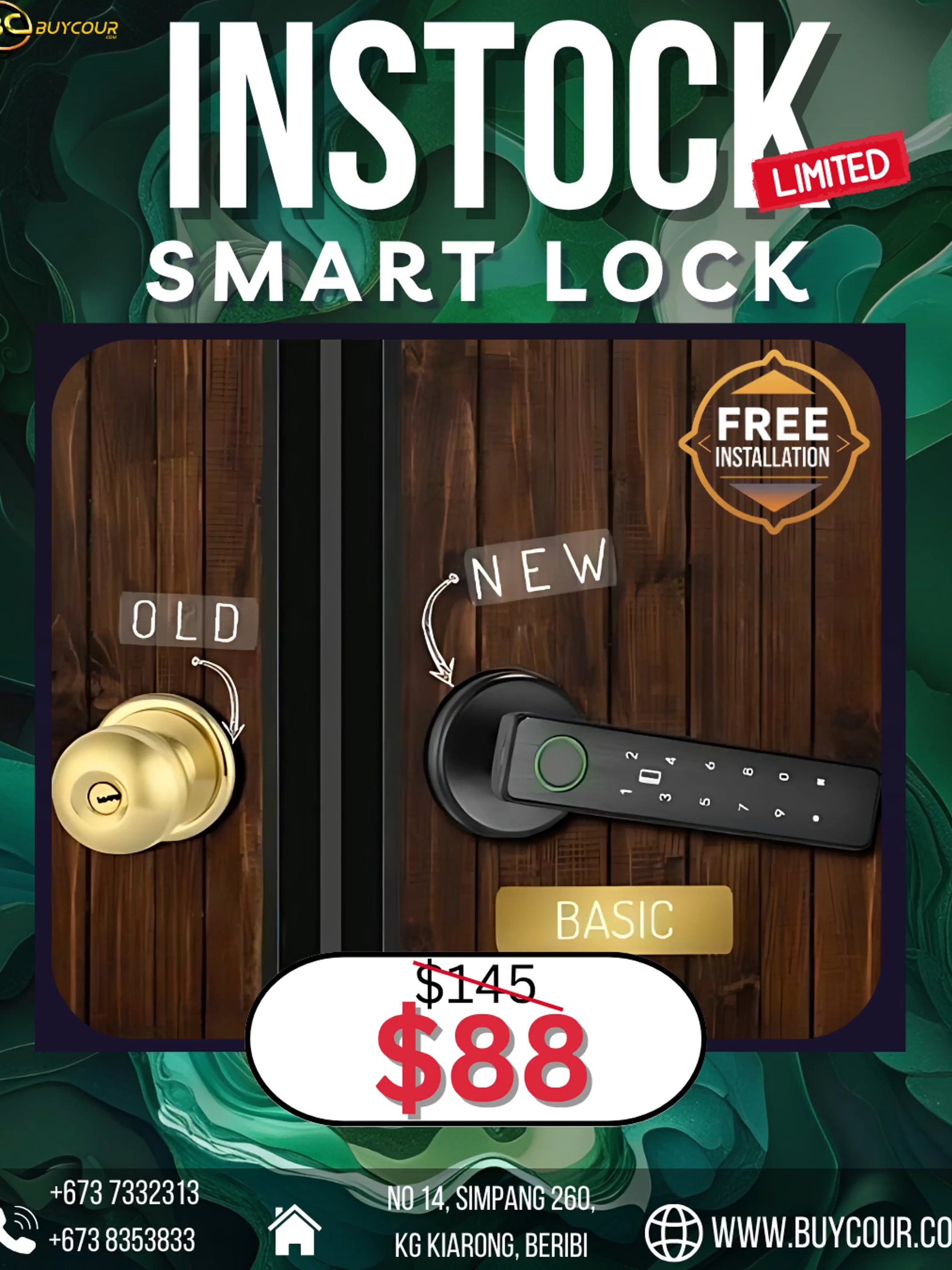 🔒✨ SMART LOCK – BASIC VERSION ✨🔒 Upgrade your home security the smart way — now IN STOCK! 🚀 💡 FREE Installation (extra charge for new doors without pre-drilled holes) 💰 Only $88 — peace of mind at a steal! ⚡ Reliable, easy, and built for your safety 🚨 Limited stock — grab yours before it’s gone! 📲 Contact: +673 8353833 / +673 7332313 🌐 Shop now: www.Buycour.com #BuycourBrunei #SmartLockBN #HomeSecurityBN #SecureYourHome #BruneiDeals #InStockNow #PeaceOfMindBN#Brunei #fyp