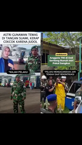 Assalamualaikum wr.wb Saya Afrida adik kandung dari almh Astri Gustina Yolanda tujuan membuat postingan ini adalah meminta keadilan untuk kakak saya yang dibunuh oleh suaminya Serma Tengku Dian Anugrah pada hari Rabu 23/07/2025. Itu artinya sudah 1 bulan kasus ini berjalan sampai lah di hari Senin 25/08/2025 sekitar pukul 15.30 WIB dilakukan rekontruksi di TKP. Kronologis Kejadian : Pada tanggal 23/07/2025 hari Rabu sekitar pukul 07.00 WIB kakak saya mendatangi TKP dengan tujuan untuk menjemput anaknya dan diantarkan ke sekolah, karna sebelumnya kakak saya sudah pisah rumah dengan tersangka dari selesai lebaran haji dikarenakan kakak saya ingin bercerai dengan tersangka disebabkan sudah pernah mendapatkan KDRT dari pelaku (suami) selama masa pernikahan, selama pisah rumah kakak saya tinggal dikediaman ibu saya di Binjai Timur. Begitu sampai di TKP kakak saya bertemu dengan anaknya yang paling kecil di dapur (ruang makan) lalu mereka bercanda tawa peluk dan cium layaknya seorang ibu kepada anak yang rindu. Setelah itu kakak saya menunggu sang anak bersiap siap untuk ke sekolah di teras samping dan duduk di kursi santai (plastik), tidak lama kemudian kakak saya tiba tiba diserang oleh pelaku (suami) dengan menggunakan pisau sangkur hingga mendapatkan 24 tusukan hasil dari visum yang kami lakukan di RSUD Dr. RM. Djoelham, kakak saya berlirih kesakitan dan teriak minta tolong hingga tetangga mendengar kejadian tersebut dan tetangga bergegas datang ke TKP lalu melihat kakak saya sudah lemas dan bersimbah darah, dengan merasa kasihan tetangga tersebut langsung mengangkat kakak saya dan membawanya ke Rumah Sakit Latersia Binjai menggunakan mobil pribadi tetangga. Tetapi malangnya nya kakak saya kehilangan nyawa selama di perjalanan di karenakan kehabisan darah dan mendapati begitu banyak tusukan yang paling fatal adalah di leher dan dada hingga mengenai tulang rusuk kakak saya. Tersangka kabur menggunakan mobil pribadi nya dengan tujuan Bandara Kualanamu International tetapi berhasil ditemukan. Kakak saya meninggalkan 4 orang anak yang masih kecil kecil.  Dan berikutnya adalah video rekontruksi kejadian. Dimana pelaku masih berani menantang dengan MENUNJUKKAN JARI TENGAH. Hal Hal mengenai tuduhan bahwa kakak saya selingkuh, menjadi isteri yang tidak bertanggung jawab dll. Itu semua adalah TUDUHAN PALSU. Kakak saya adalah isteri yang bertanggungjawab, dimana hal ini justru terjadi ketika kakak saya mau mengantarkan anaknya sekolah dan sedang mempersiapkan anak terkecilnya untuk berangkat sekolah. Selain itu kakak saya juga berjualan makanan untuk memenuhi nafkah yang tersangka tidak penuhi. Dengan postingan ini, kami berharap teman teman dapat membantu memviralkan, merepost, dan memberitakan ini kepada semua orang. Juga kami berharap pihak berwajib @gerindra @Medan Talk dapat membantu penyelesain masalah ini dan kami berharap pelaku MENDAPATKAN HUKUMAN SEBERAT-BERATNYA🙏 #fyp #beritamedan #tnibunuhistri #binjai #hukumanseberat2nya 