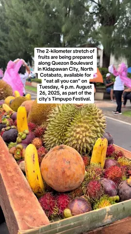 The 2-kilometer stretch of fruits are being prepared along Quezon Boulevard in Kidapawan City, North Cotabato, available for  
