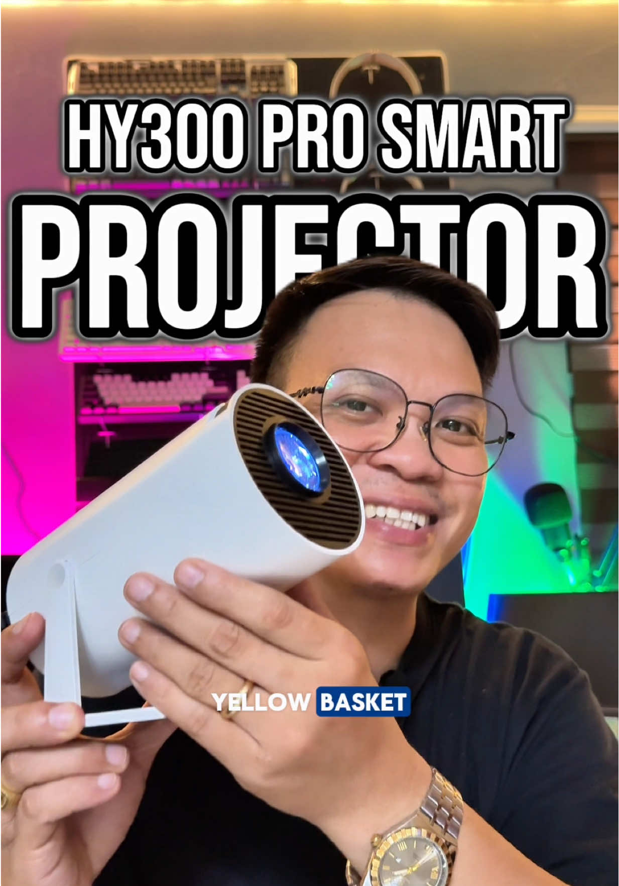 HY300 Pro Smart Projector with Wifi and Bluetooth, 1280 x 720p Resolution and 180 degrees Angle Adjustment  #projector #smartprojector #smartprojectorandroid #techreview #hometheater 