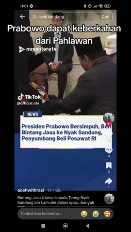 Presiden Prabowo beri Bintang jasa ke Penyumbang Beli pesawat dari Aceh #presidenprabowo #garudaindonesia #pahlawan #fypaceh 