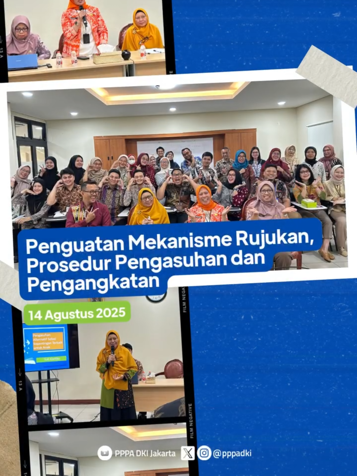 Penguatan Mekanisme Rujukan Pengasuhan dan Pengangkatan Anak 🗓️ Kamis, 14 Agustus 2025 🕘 09.00 WIB – selesai 📍 Ruang Rapat Lantai 1, UPT PPPA Provinsi DKI Jakarta Dalam rangka meningkatkan kerja sama penanganan kasus kekerasan terhadap perempuan dan anak, UPT PPPA Provinsi DKI Jakarta melaksanakan kegiatan Penguatan Mekanisme Rujukan Pengasuhan dan Pengangkatan Anak. Kegiatan ini bertujuan untuk mendapatkan informasi terkait prosedur pengasuhan dan pengangkatan anak, sekaligus memperkuat koordinasi lintas sektor. Kegiatan dibuka oleh Plt. Kepala UPT PPPA Provinsi DKI Jakarta dan dihadiri oleh perwakilan dinas/instansi, panti sosial, organisasi, serta tenaga layanan UPT PPPA Provinsi DKI Jakarta. 📞 Hotline PPPA: 0813-176-176-22 📞 Jakarta Siaga: 112 🚨 Bersama, kita hentikan kekerasan terhadap perempuan dan anak! #pppadki #dppappdki #UPTPPPAJakarta #PerlindunganPerempuanDanAnak #PengasuhanAnak 