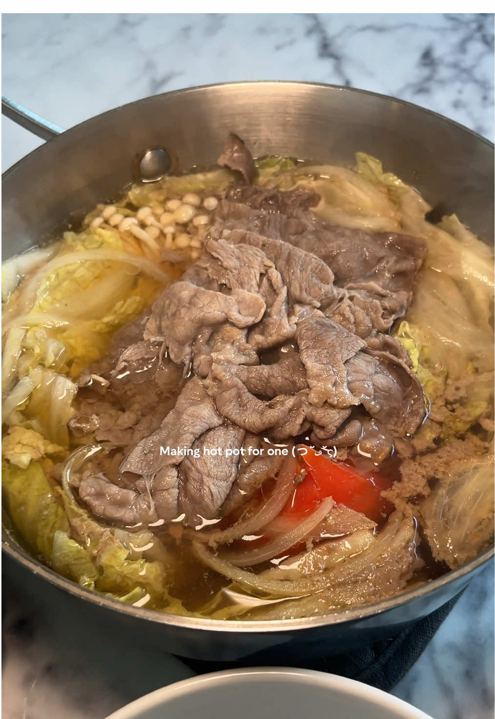 Believe it or not I finished ALL of it 🤤🤤 a deconstructed Mille feuille nabe with a few extra ingredients & bone broth for extra protein!! #millefeuille #hotpot #cookwithme #mukbang #fyp 