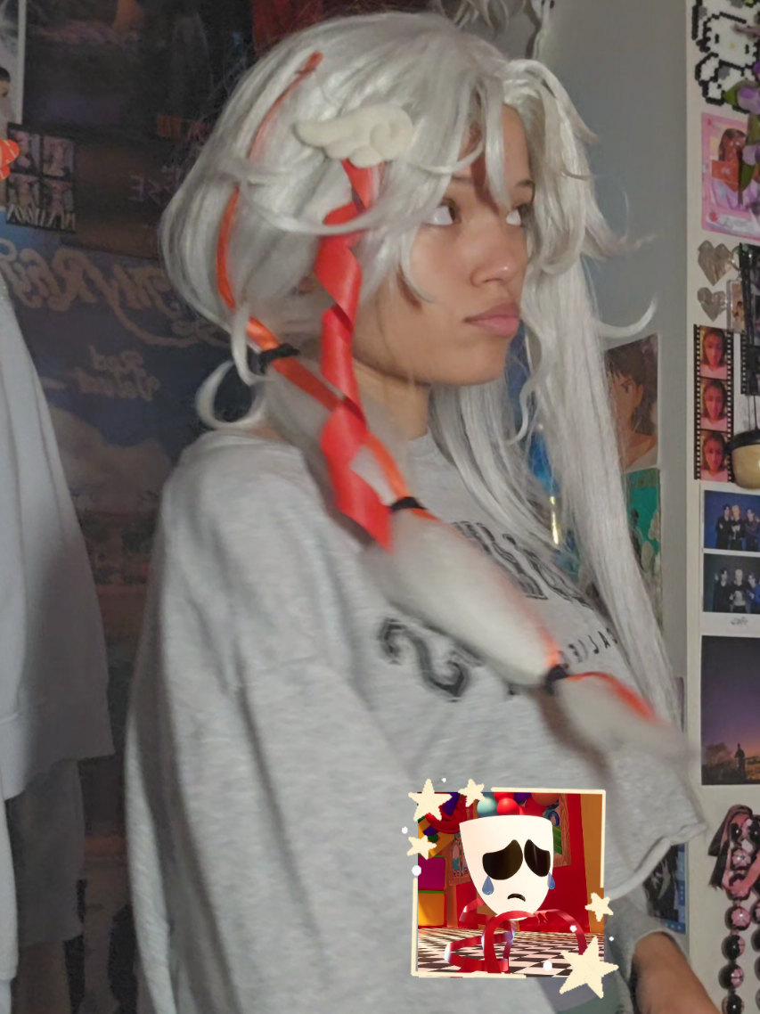 super late post but I NEED to show the process of this wig. I'm obsessed #tadc #ganglecosplay #theamazingdigitalcircus #fyp 