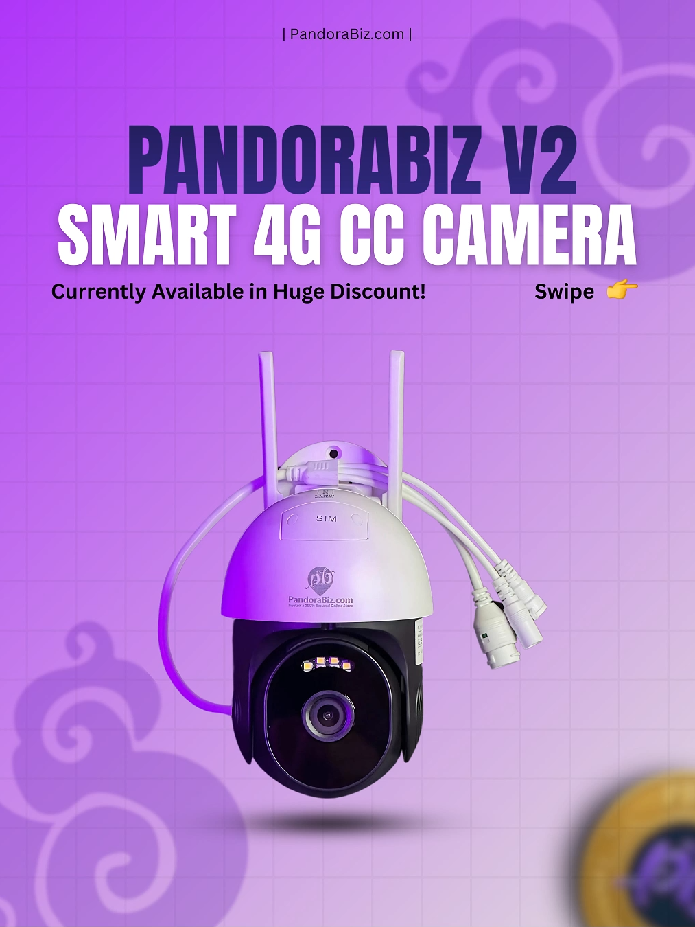 PandoraBiz V2 Smart 4G CC Camera Currently Available at huge Discount! 360 ° VIEW EVERY CORNER Easy to relocate Free installation Weatherproof Instant alerts Real-time talk Video history Live view 2Years Product Warranty 5Years Service Warranty. Purchase from PandoraBiz App and earn PB Coins! . . #CaughtOnCam #EyesEverywhere #NoMoreBlindSpots #WatchItLive #SecureInStyle #NextGenCCTV #HomeSafeAlways #PeaceOfMind24x7 #SmartSurveillance #TechThatProtects