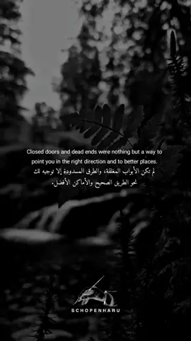 لم تكن الأبواب المغلقة، والطرق المسدودة إلا توجيه لك نحو الطريق الصحيح والأماكن الأفضل. . Closed doors and dead ends were nothing but a way to point you in the right direction and to better places.  . . #باب #طريق #صحيح #افضل #اقتباسات  #door #road #right #better #quote 