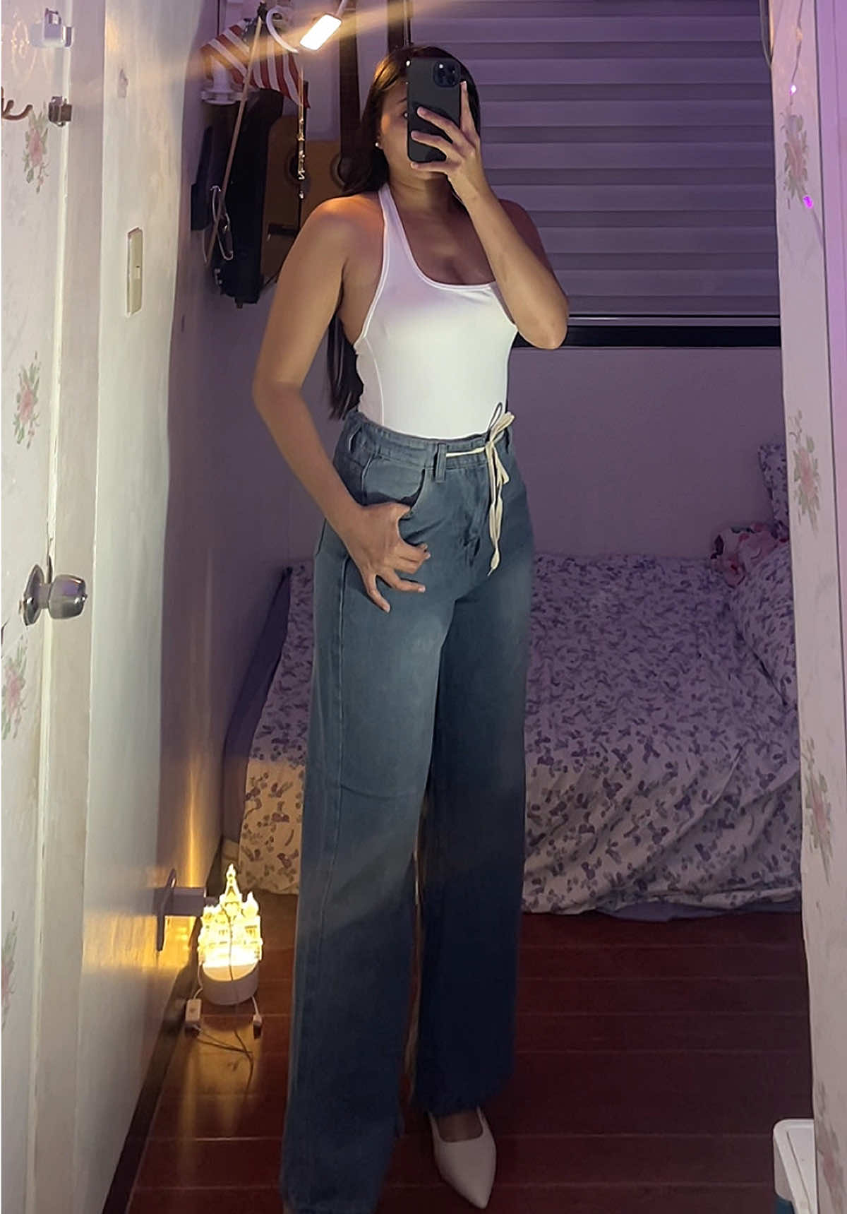 👖 #denimpants #widelegpants #outfitideas 