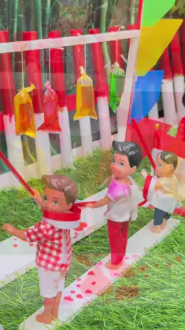 Lomba pukul air warna warni #barbiejowo #lombaagustusan 