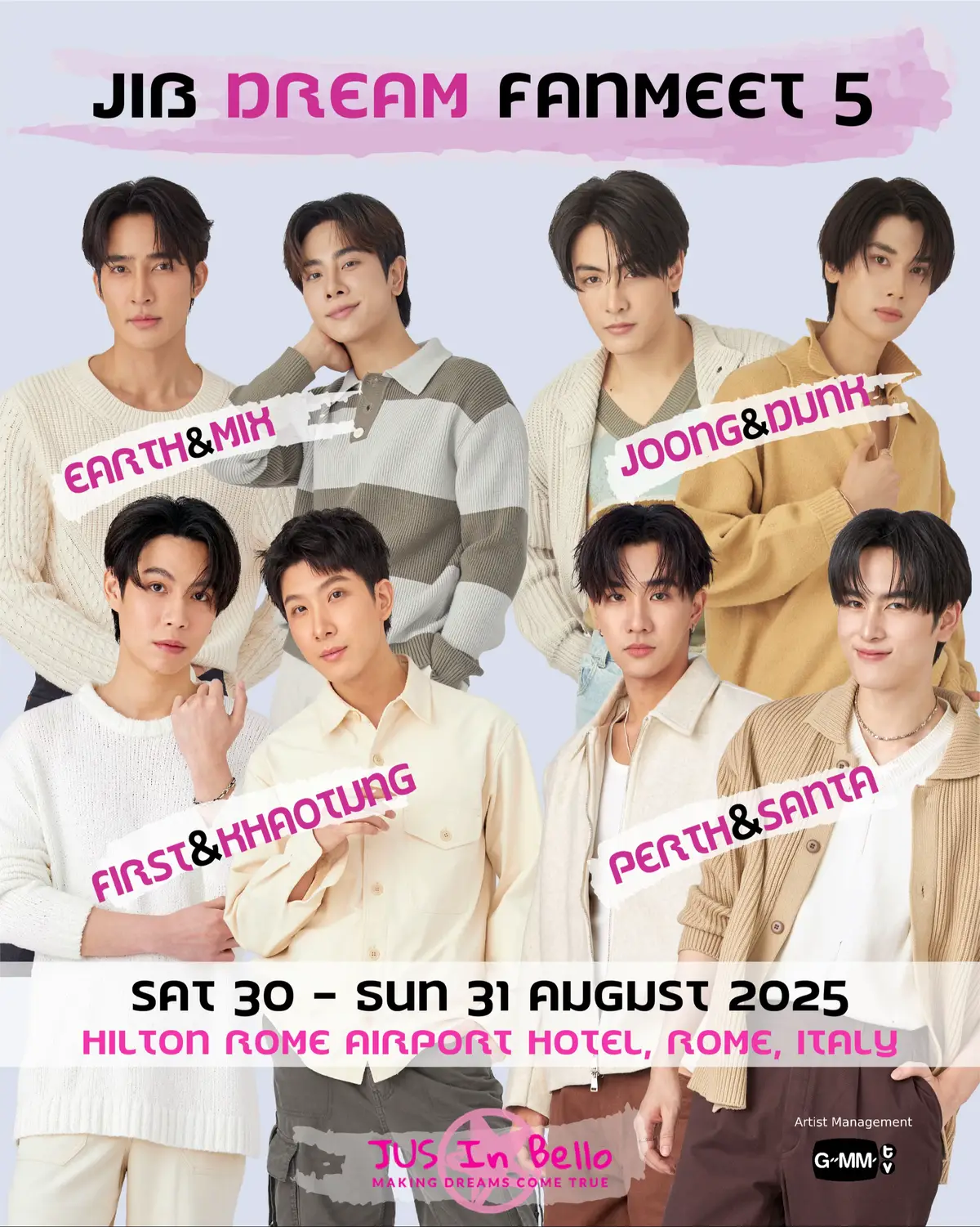 A few days to go, are you excited for the upcoming weekend?😍 We remind you to: * come to collect your pass at least 3 hours before  your 1st actitivty starts * bring with you a valid ID/Passport * Bring with you the printed copy of the pass e-mail #JusInBello #JIBevents #JIBDreamFanmeet5 #JIBBLFestival2 #FirstKhaotung #EarthMix #JoongDunk #PerthSanta