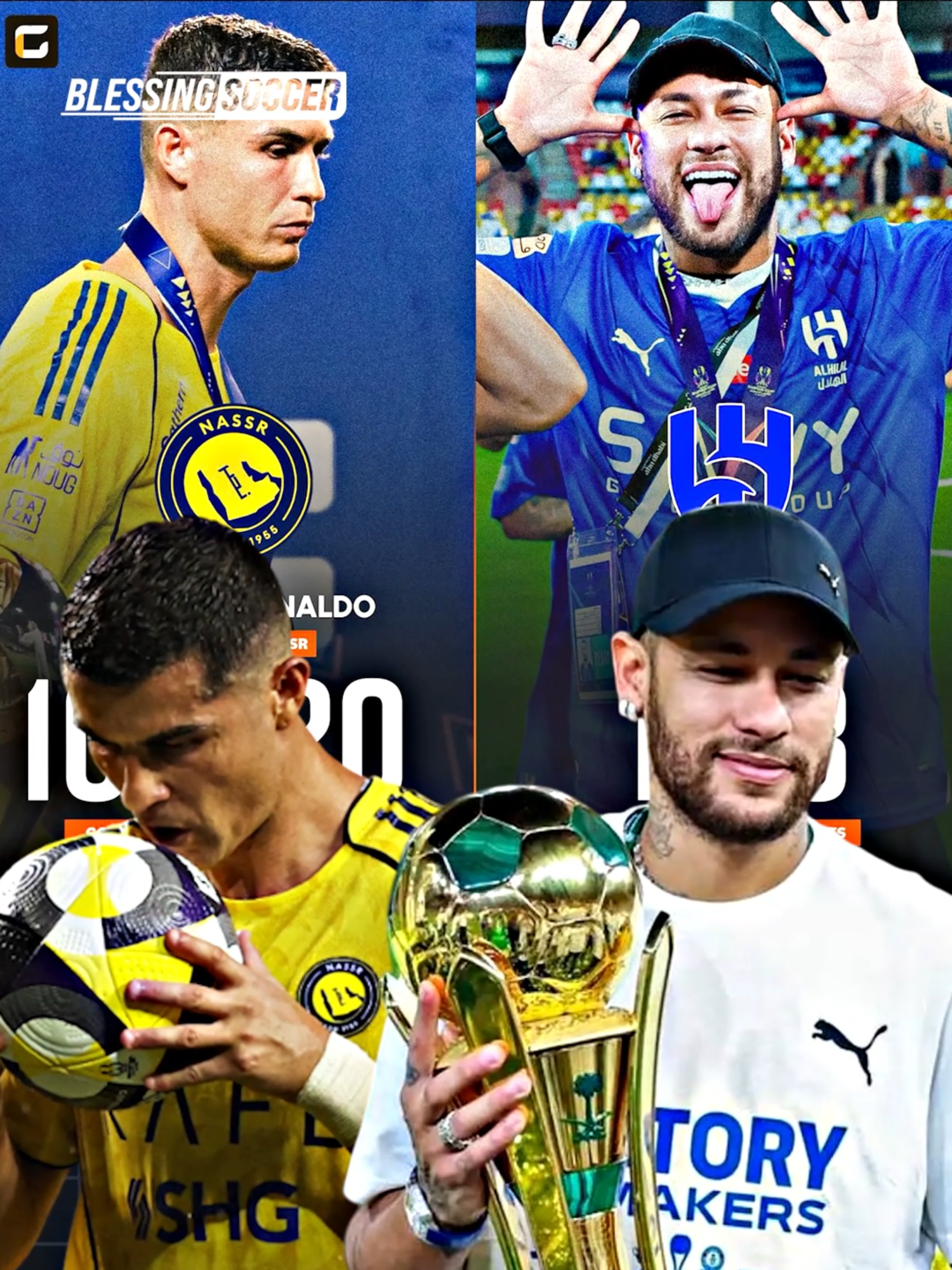 Ronaldo vs Neymar: 100 Gol vs 5 Trofi