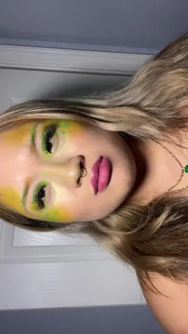 added more pops of color 💚💛, I am definitely having so much fun  — #editoralmakeup #makeup #creativemakeup #beauty #fyp 