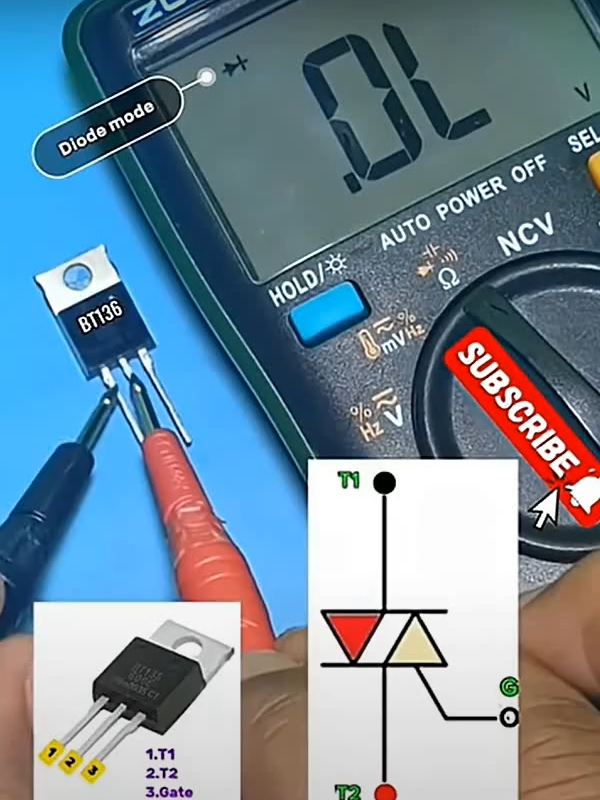 Triac Testing, Triac acts like a switch that can conduct current in both directions when triggered,