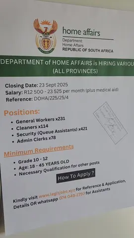 jobs available at home affairs #applynow #fyp #learnerships #sama28 #2025 