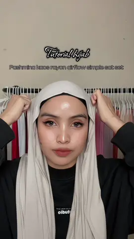 Tutorial hijab pashmina kaos rayon airflow simple sat set #tutorial#hijabtutorial#hijabstyle#pashminakaos#fyp 