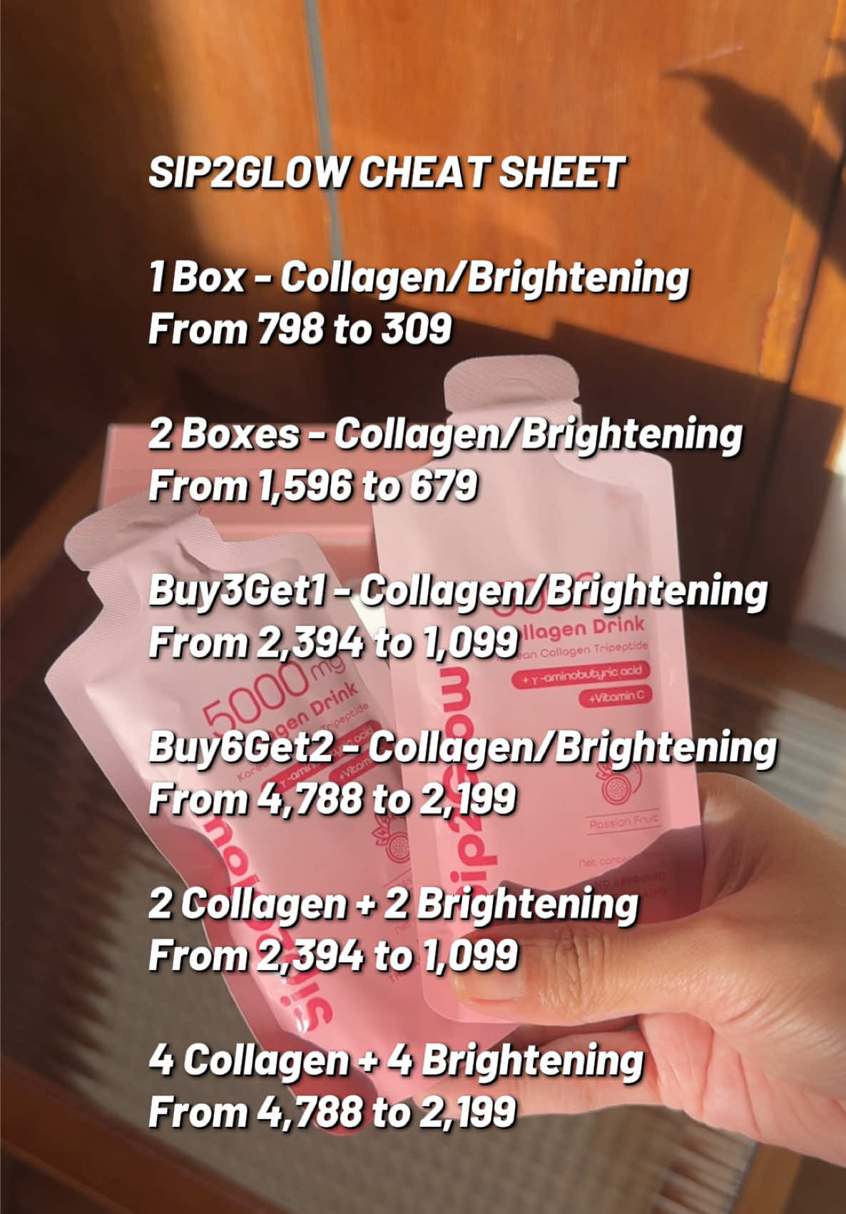 SIP2GLOW PAYDAY SALE CHEAT SHEET ✨  #sip2glow #glowgetter #collagen #rhodemediamarketing