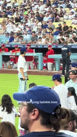 So proud of him 🥹💕 got to see his fine ass guard to lol #kimtaehyung #dodgers #bts #btsv #tae 