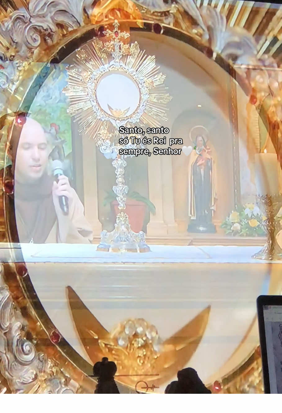 E o teu abraço conhecerei, os teus olhos contemplarei, diante de ti me alegrarei, Senhor. Sei que lá só brilha a luz. Santo, santo, só tu és Rei pra sempre, Senhor 🥹🙌🏻🙏🏻🤍🕊️ #freigilson #fyp #catolica #catolico #freigilson_somdomonte 