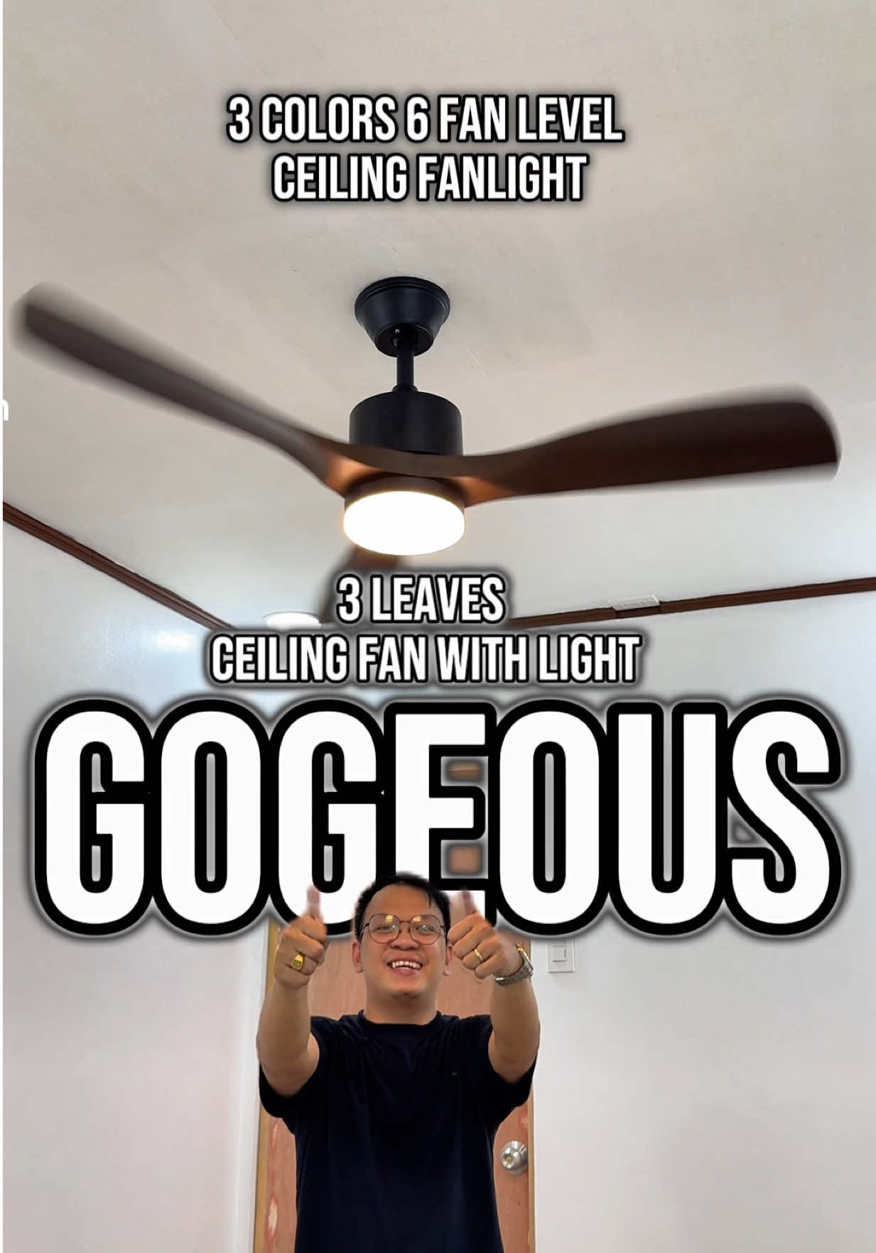 GOGEOUS Nordic Ceiling Fan with Light - 3 Leaves, 3 Modes of Light, 6 Level Fan Speed  #ceilingfanwithlight #fanlight #ceilingfan #ceilinglight #homedecor 
